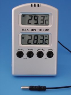 Maximum-Minimum Thermometer, electronic | Measuring range °C : Inside -10 ... 50 / outside -50 ... 70